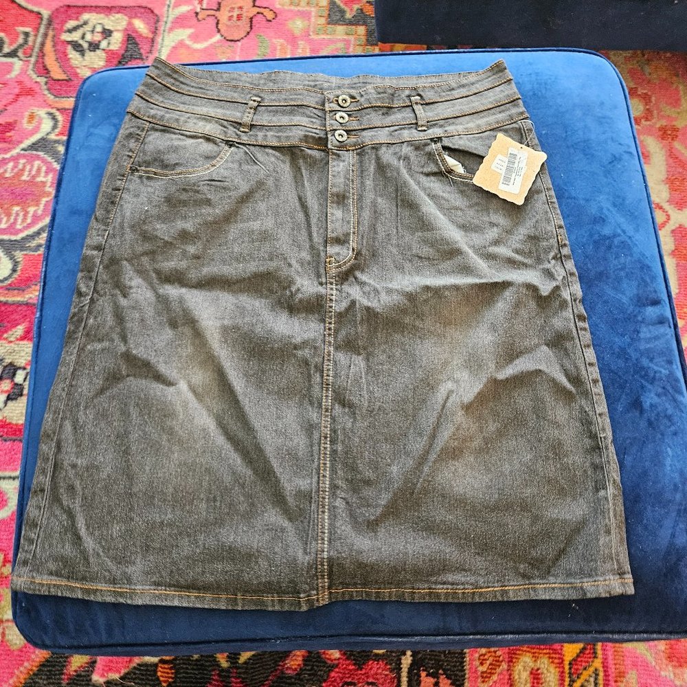 (NWT) Be-Girl Black Wash Denim A Line Skirt Size 3XL